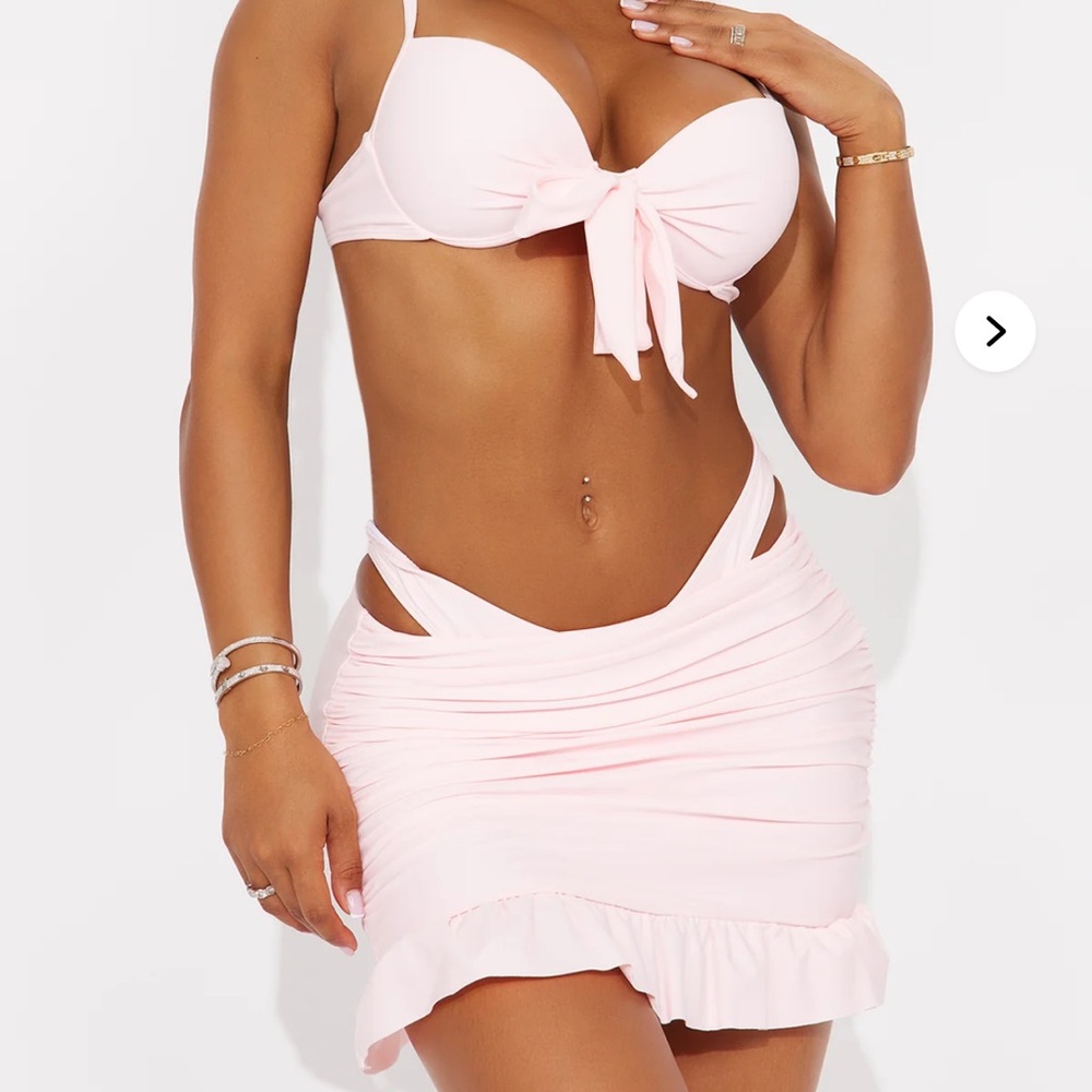 Baby Pink Three-Piece Bikini Set